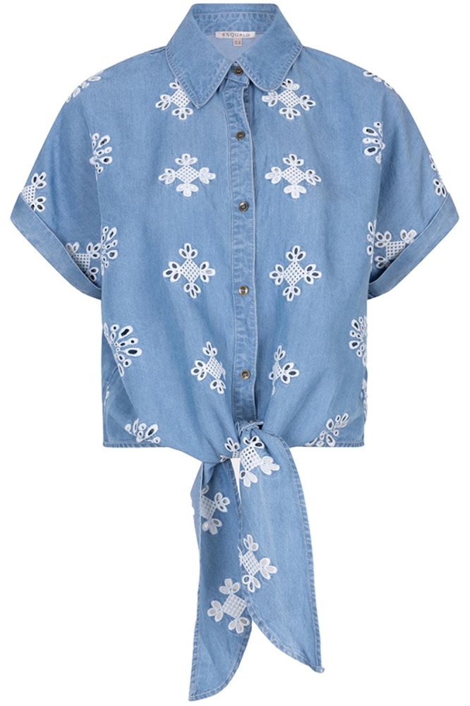 BLOUSE KNOT CHAMBRAY HS25 28208 600 blue